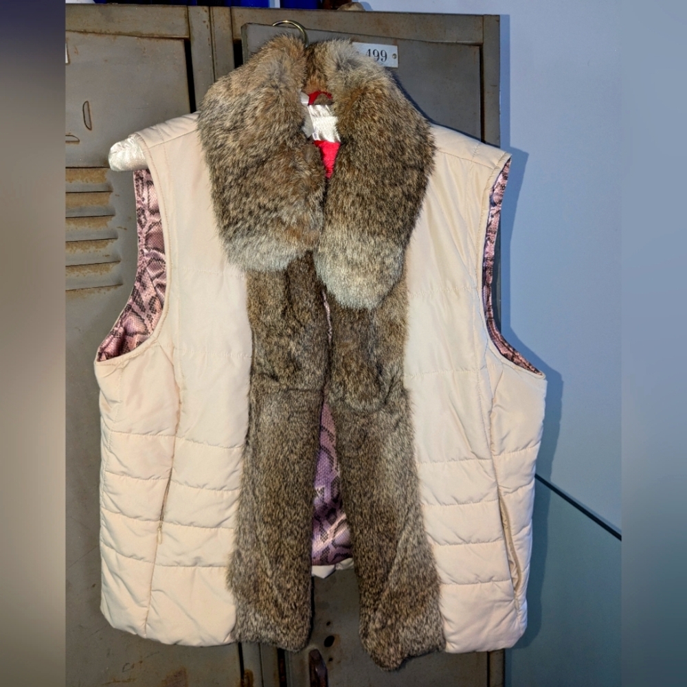 Hilary Radley Rabbit Fur Trimmed Vest